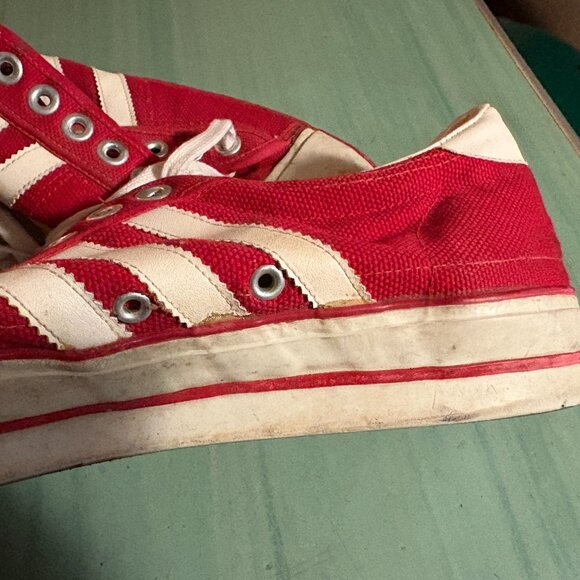 Vintage 70s Adidas Die Marke Mit Den Taiwan Red Sneakers Size 12.5 - Picture 10 of 16